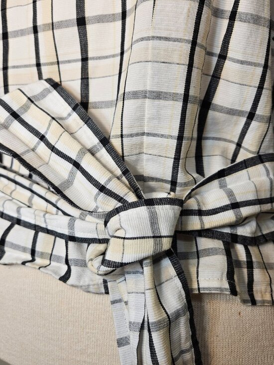 Levi's Vera Puff Sleeve Top Vera Blouse Sally Plaid Cloud Dancer Pattern Medium - Picture 4 of 11